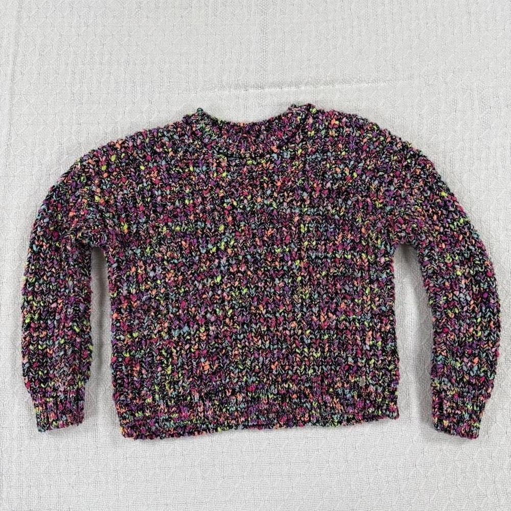 Justice Girls Speckled Knit Sweater Multicolored Pink Silver Shimmer Size M 10